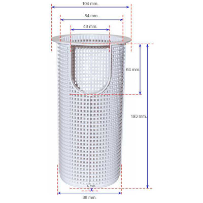 cestro prefiltro de bomba Max Flo de Hayward - medidas