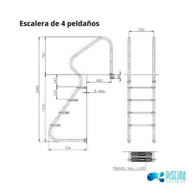 Escalera de 4 peldaños medidas