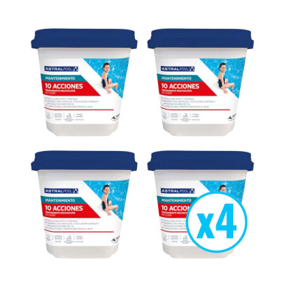 Cloro Multiacción 10 Plus 5 Kg en tabletas 250 g - pack 4 potes